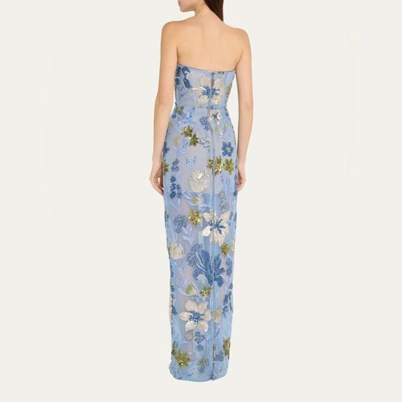 Bronx & Banco Dahlia Baby Blue Floral Column Sequin Multi Maxi Dress XS NWOT - Picture 4 of 6